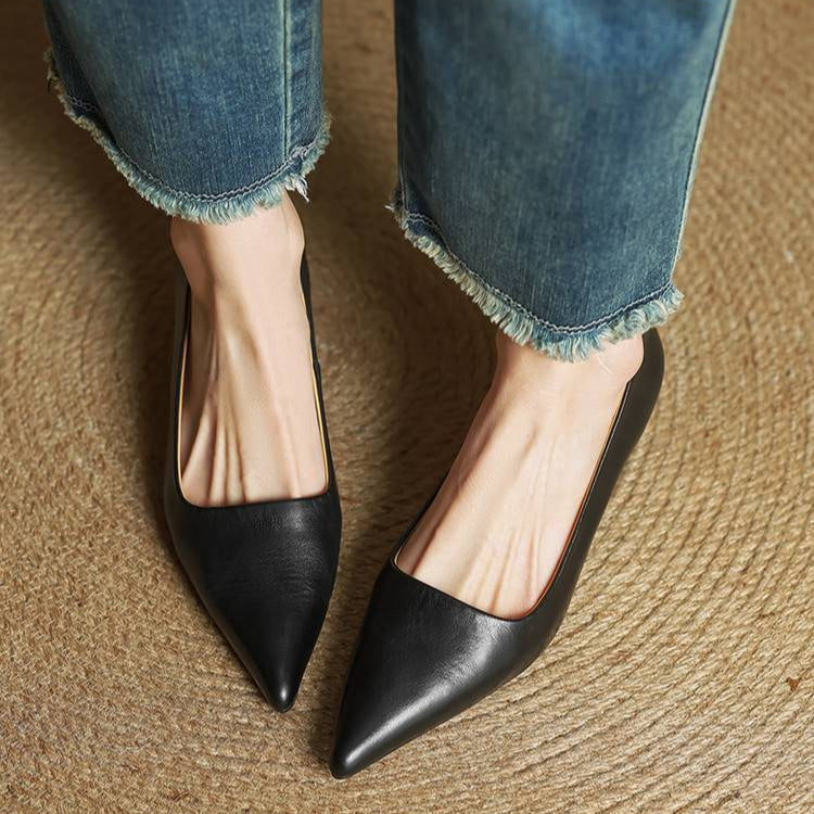 Anok Genuine Leather Kitten-Heel Pumps