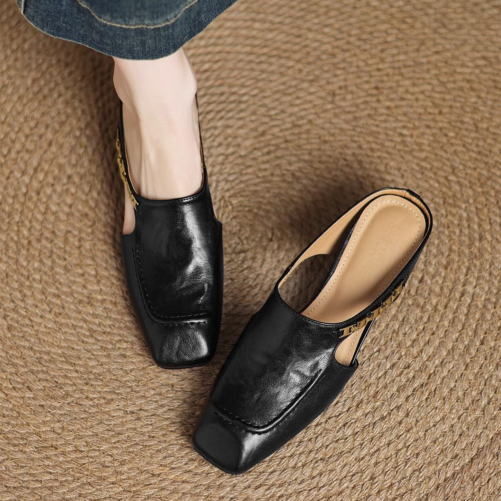 Avella Genuine Leather Mules