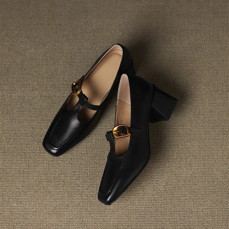 Viera Genuine Leather Mary Jane Heels