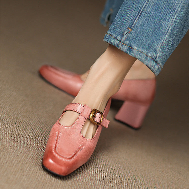 Viera Genuine Leather Mary Jane Heels
