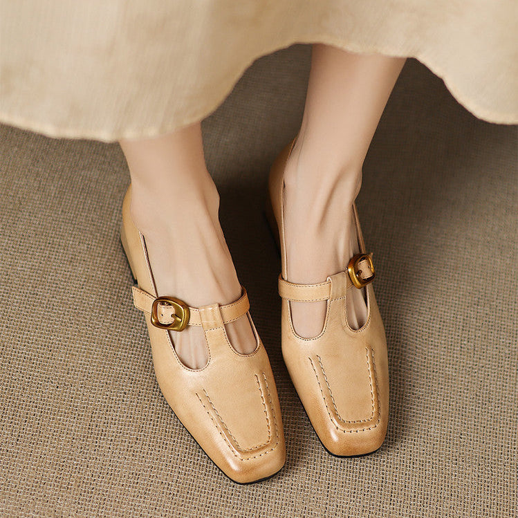 Viera Genuine Leather Mary Jane Heels