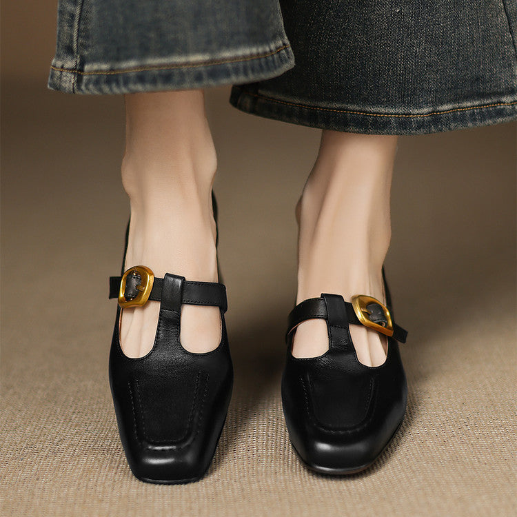 Viera Genuine Leather Mary Jane Heels