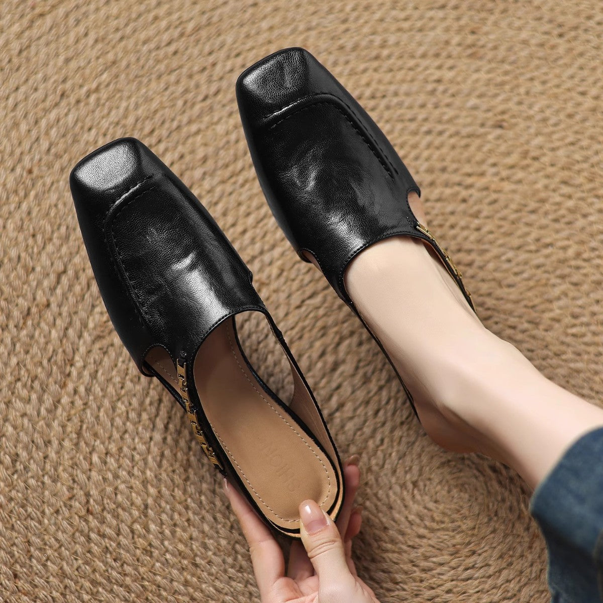 Avella Genuine Leather Mules