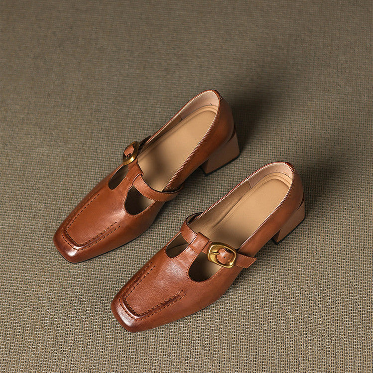 Viera Genuine Leather Mary Jane Heels