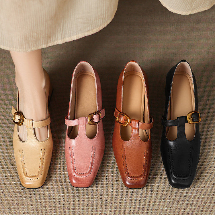 Viera Genuine Leather Mary Jane Heels