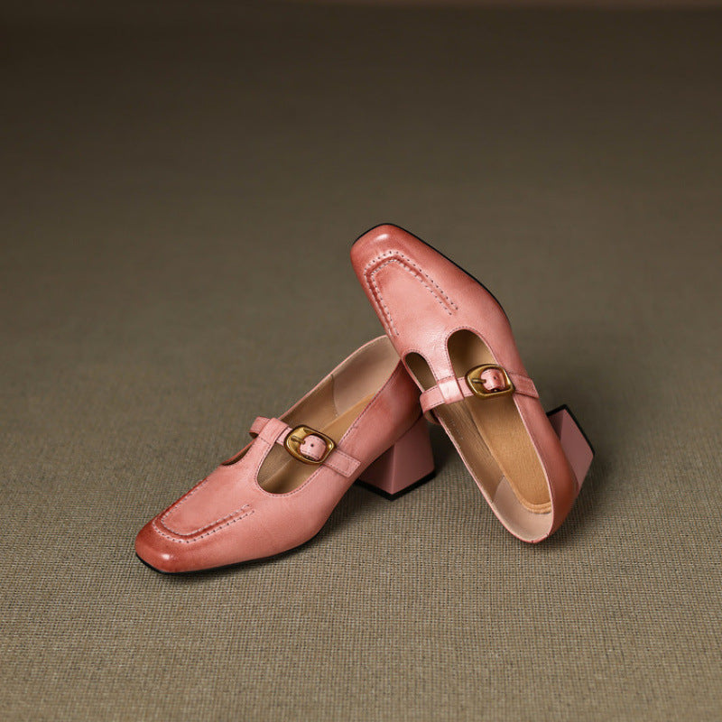Viera Genuine Leather Mary Jane Heels