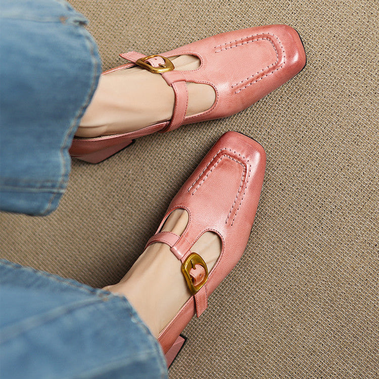 Viera Genuine Leather Mary Jane Heels