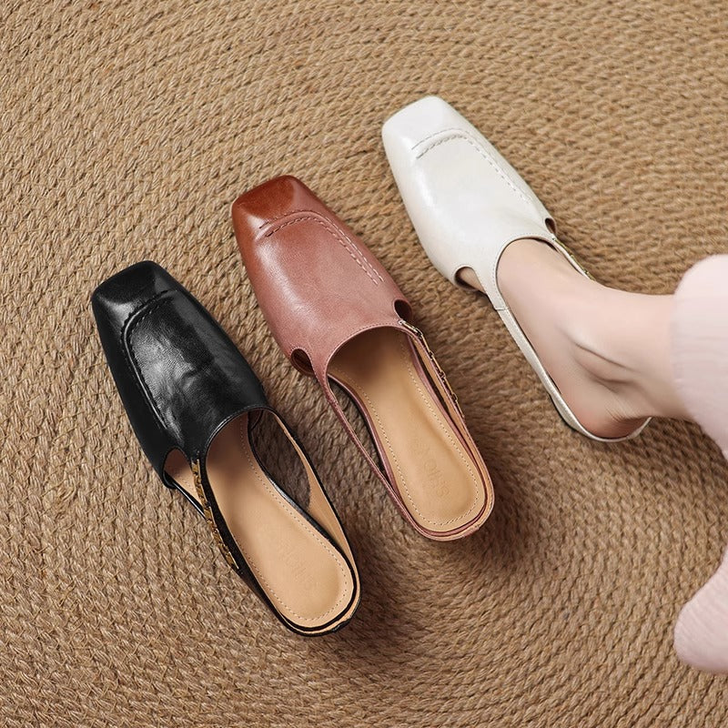 Avella Genuine Leather Mules