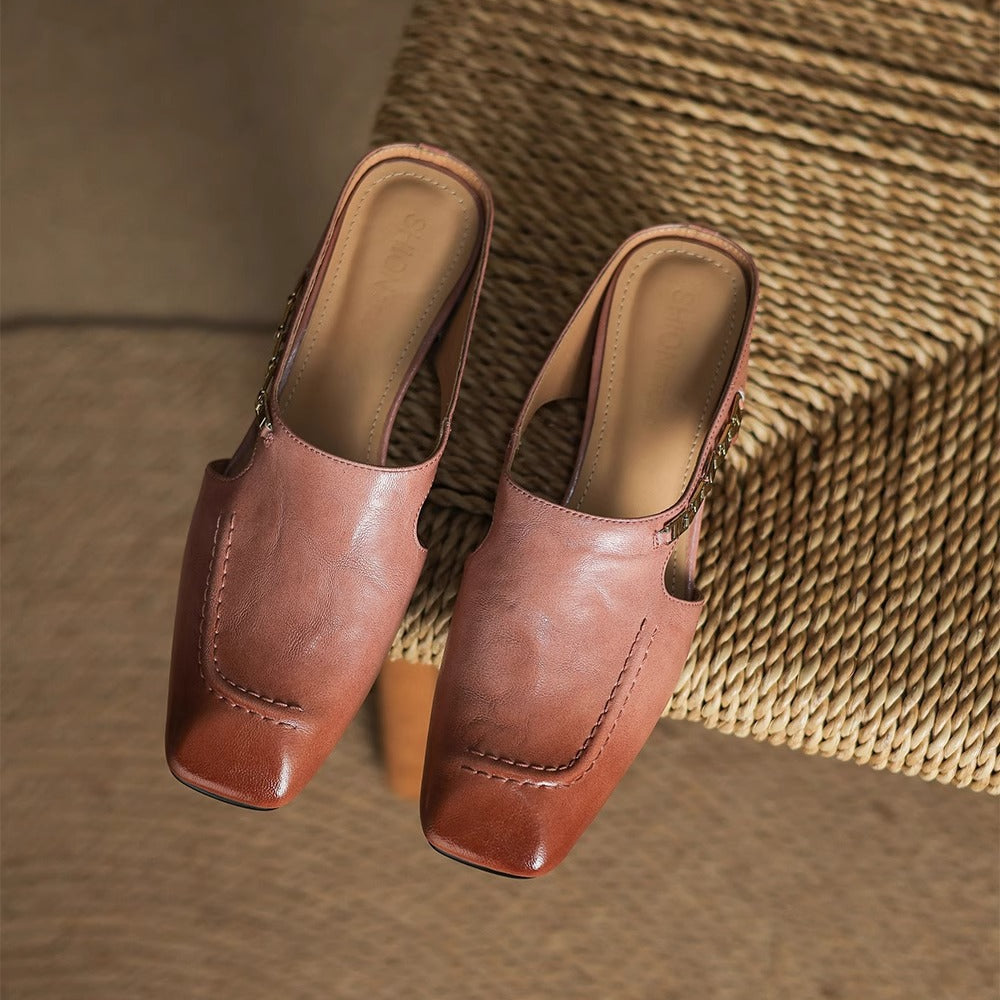 Avella Genuine Leather Mules