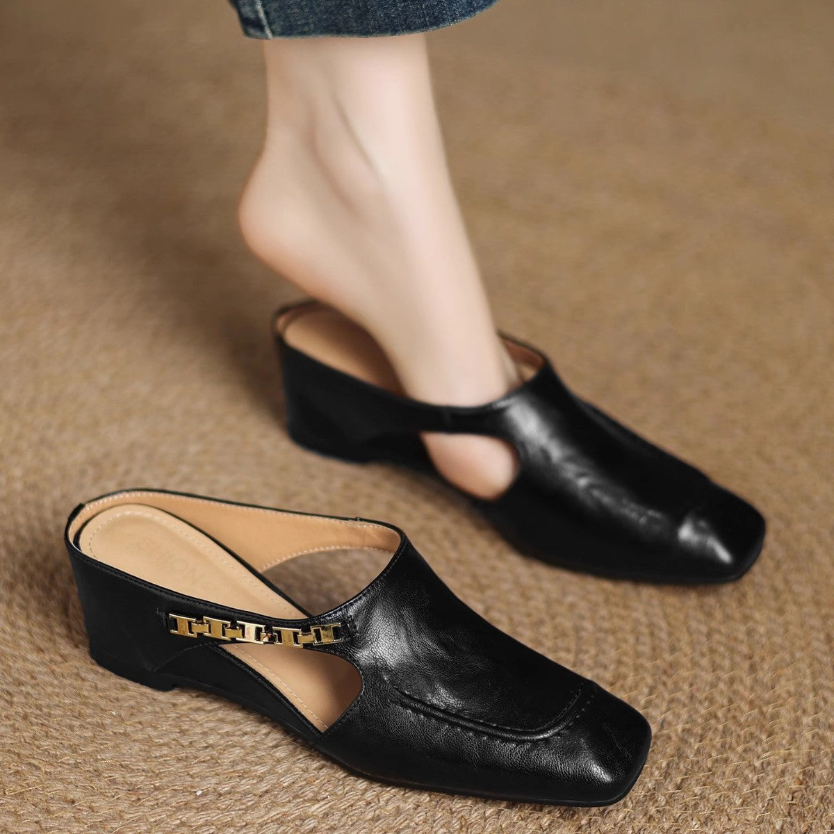 Avella Genuine Leather Mules