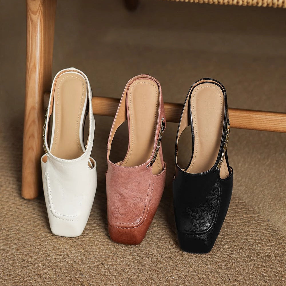 Avella Genuine Leather Mules