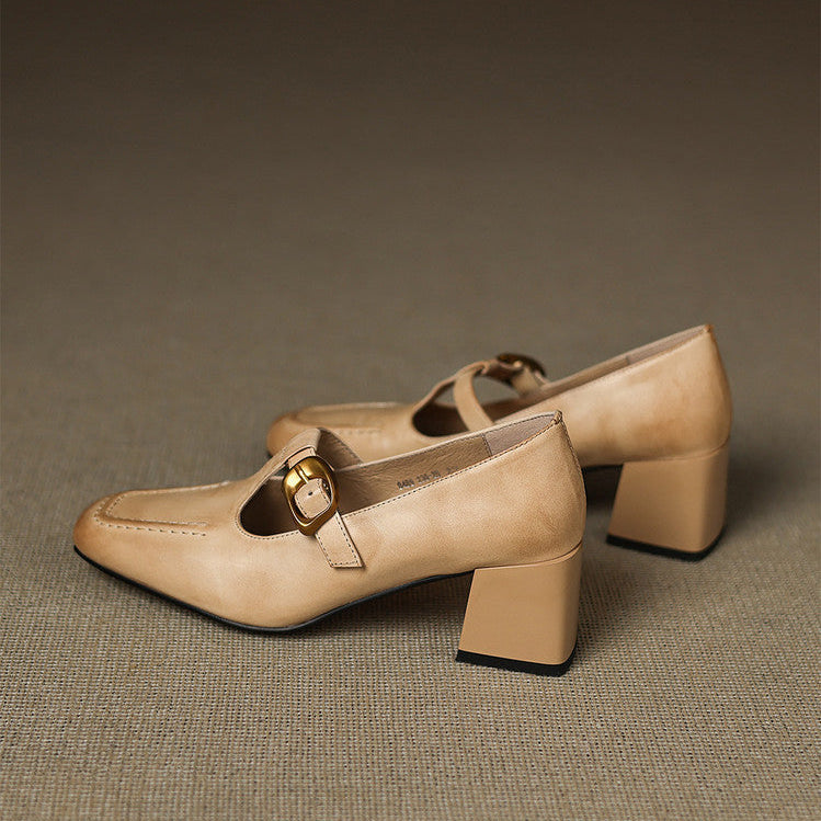 Viera Genuine Leather Mary Jane Heels