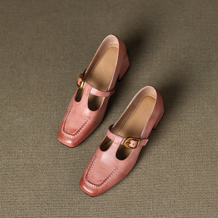 Viera Genuine Leather Mary Jane Heels