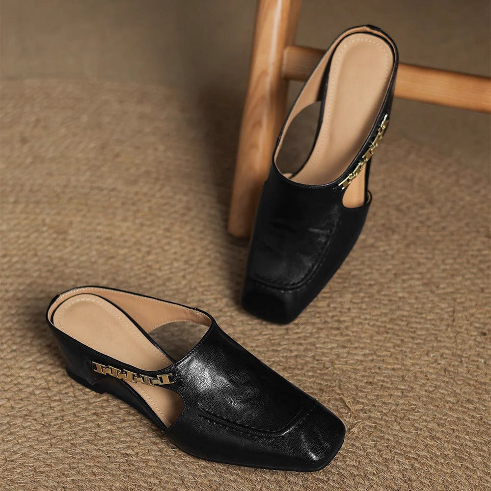 Avella Genuine Leather Mules