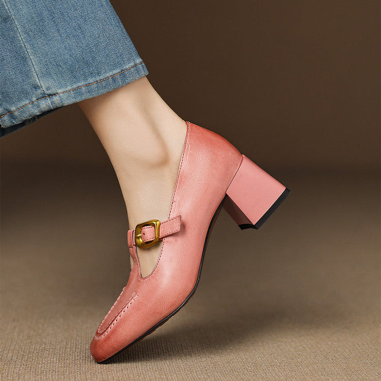 Viera Genuine Leather Mary Jane Heels