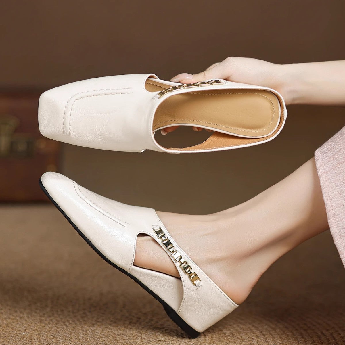 Avella Genuine Leather Mules