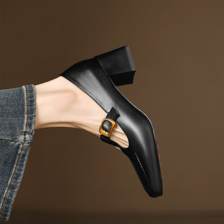 Viera Genuine Leather Mary Jane Heels
