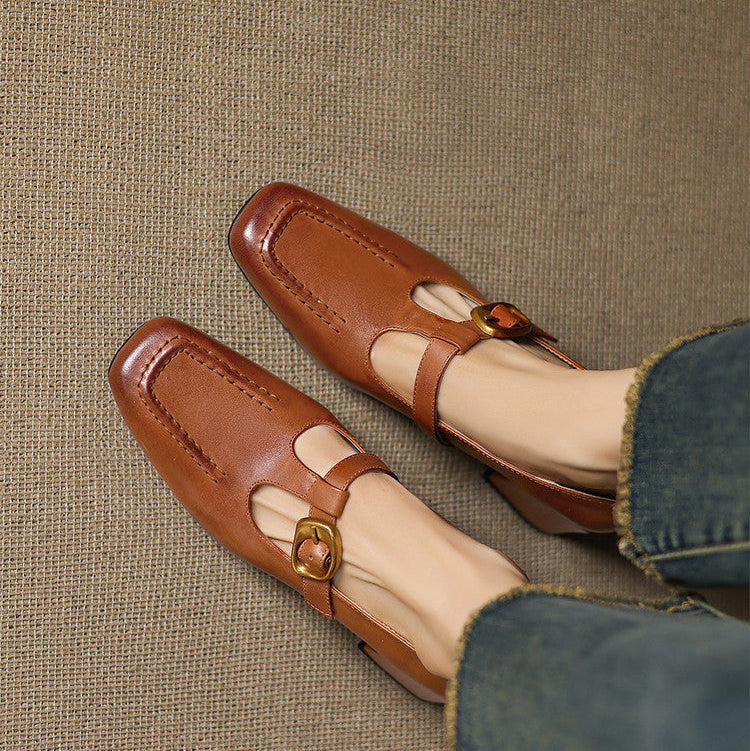 Viera Genuine Leather Mary Jane Heels