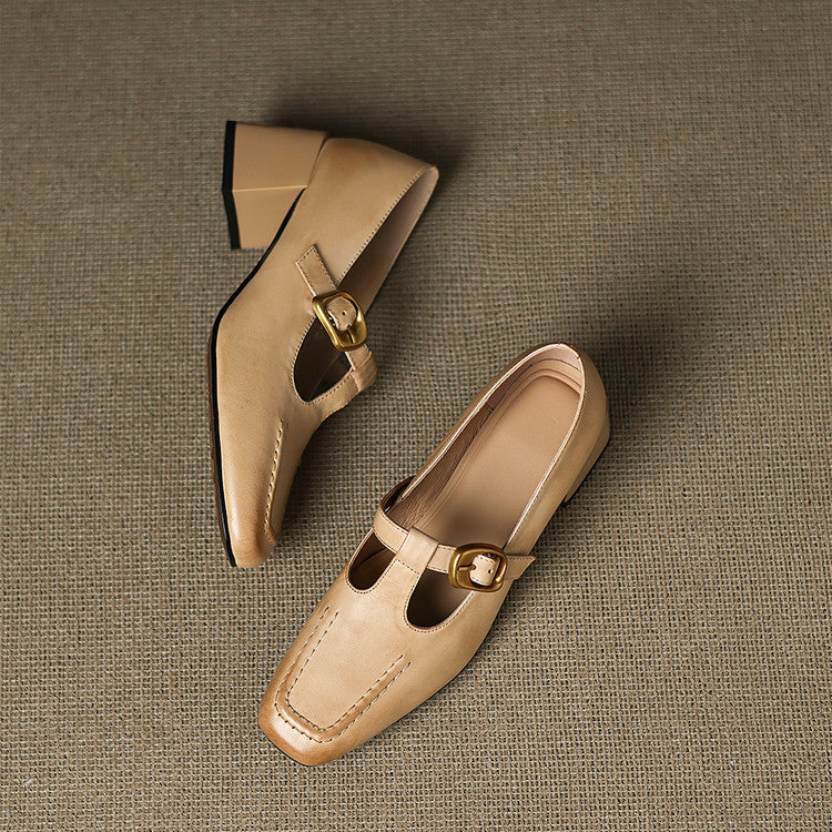 Viera Genuine Leather Mary Jane Heels