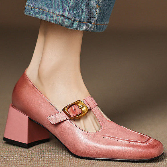 Viera Genuine Leather Mary Jane Heels