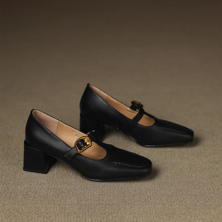 Viera Genuine Leather Mary Jane Heels
