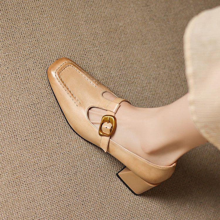 Viera Genuine Leather Mary Jane Heels