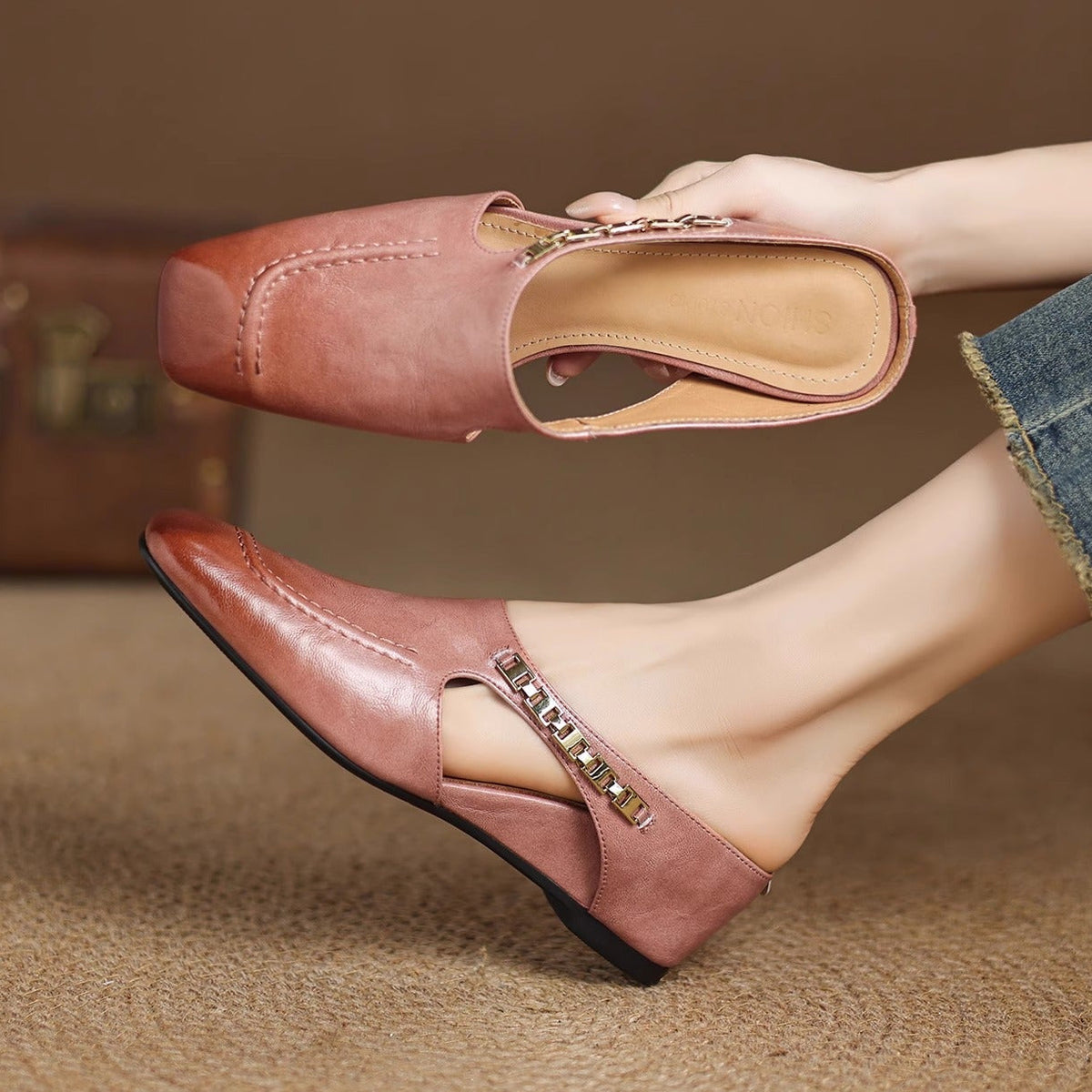 Avella Genuine Leather Mules