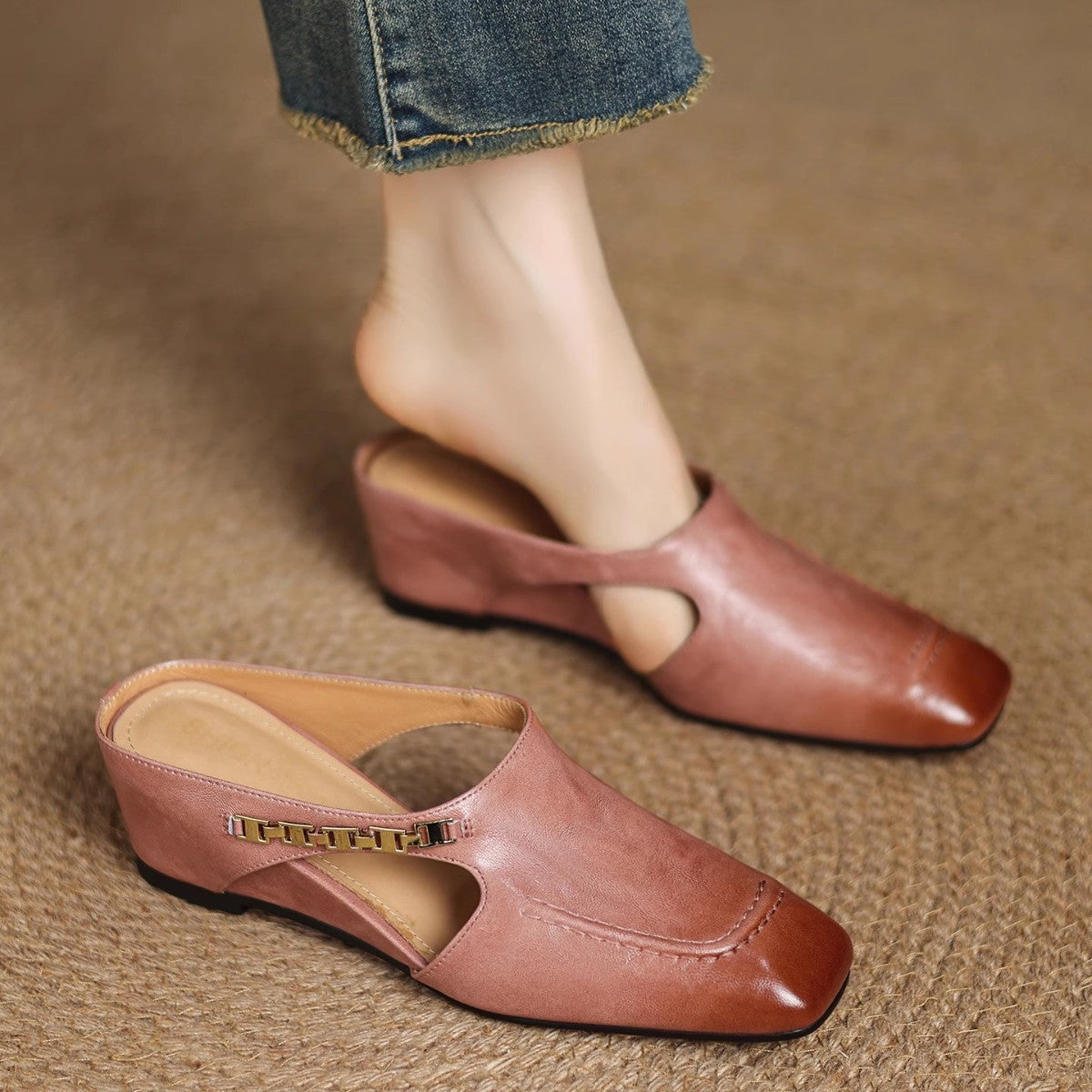 Avella Genuine Leather Mules