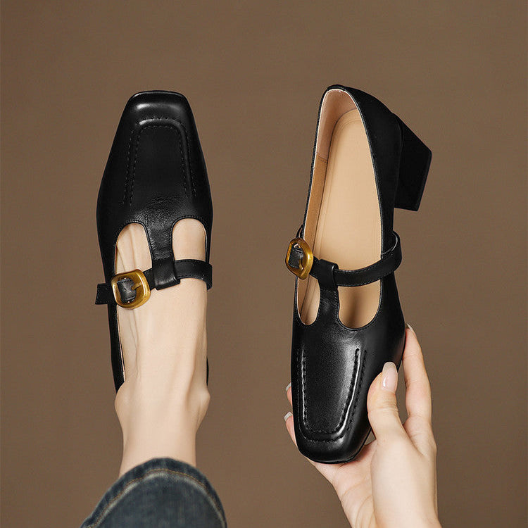 Viera Genuine Leather Mary Jane Heels