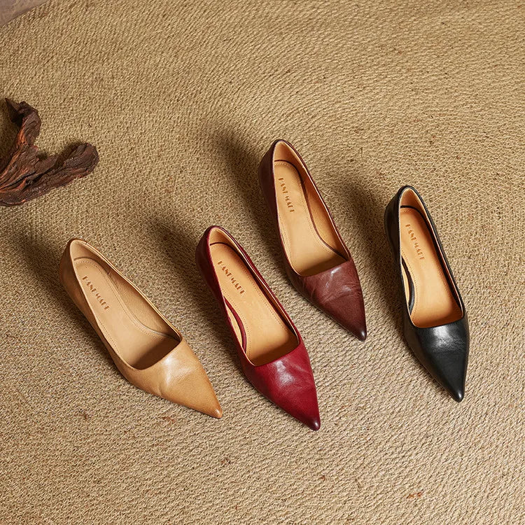 Anok Genuine Leather Kitten-Heel Pumps