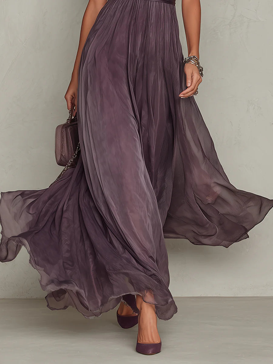 Flavia Elegant Violet Lace Maxi Dress