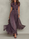 Flavia Elegant Violet Lace Maxi Dress