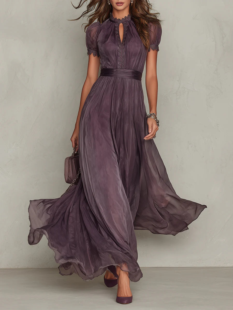 Flavia Elegant Violet Lace Maxi Dress