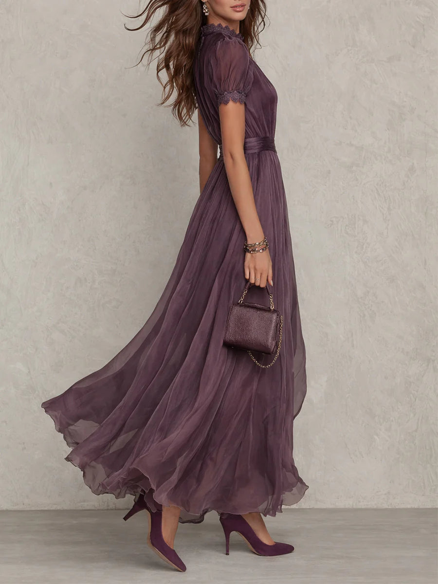 Flavia Elegant Violet Lace Maxi Dress