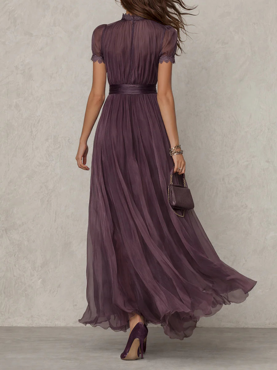 Flavia Elegant Violet Lace Maxi Dress